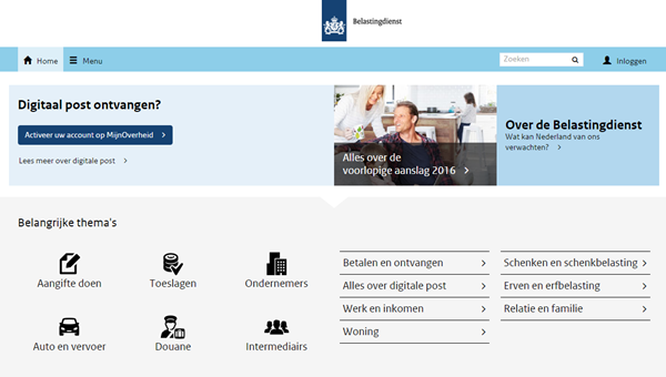 Gister wilde ik mijn BTW-aangifte doen. Bleek dat de Belastingdienst hun website heeft vernieuwd. Je wilt niet weten hoe lang ik zocht naar het inlogscherm voor ondernemers. Voorheen gewoon een knop, nu verstopt. NIET gastvrij. >( Gister wilde ik mijn BTW-aangifte doen. Bleek dat de Belastingdienst hun website heeft vernieuwd. Je wilt niet weten hoe lang ik zocht naar het inlogscherm voor ondernemers. Voorheen gewoon een knop, nu verstopt. NIET gastvrij. >(