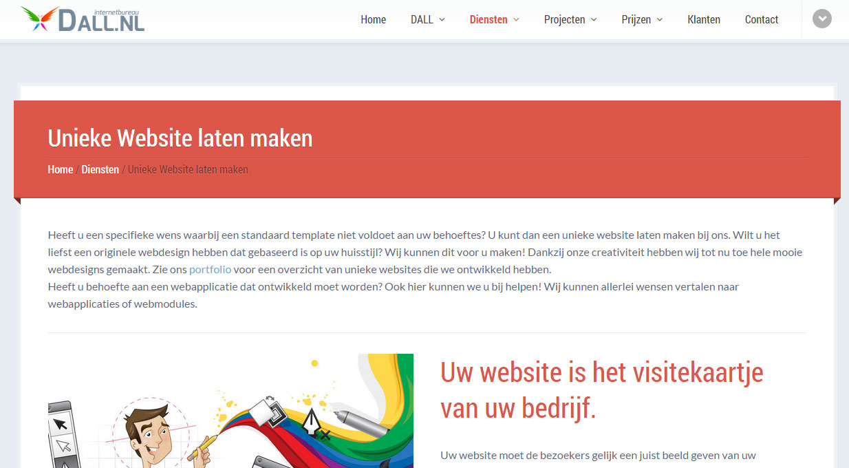 Bij Dall.nl laat jij je unieke website maken, die óók nog eens je visitekaartje is...